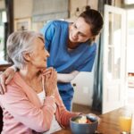 senior caregiver providing in-home senior care