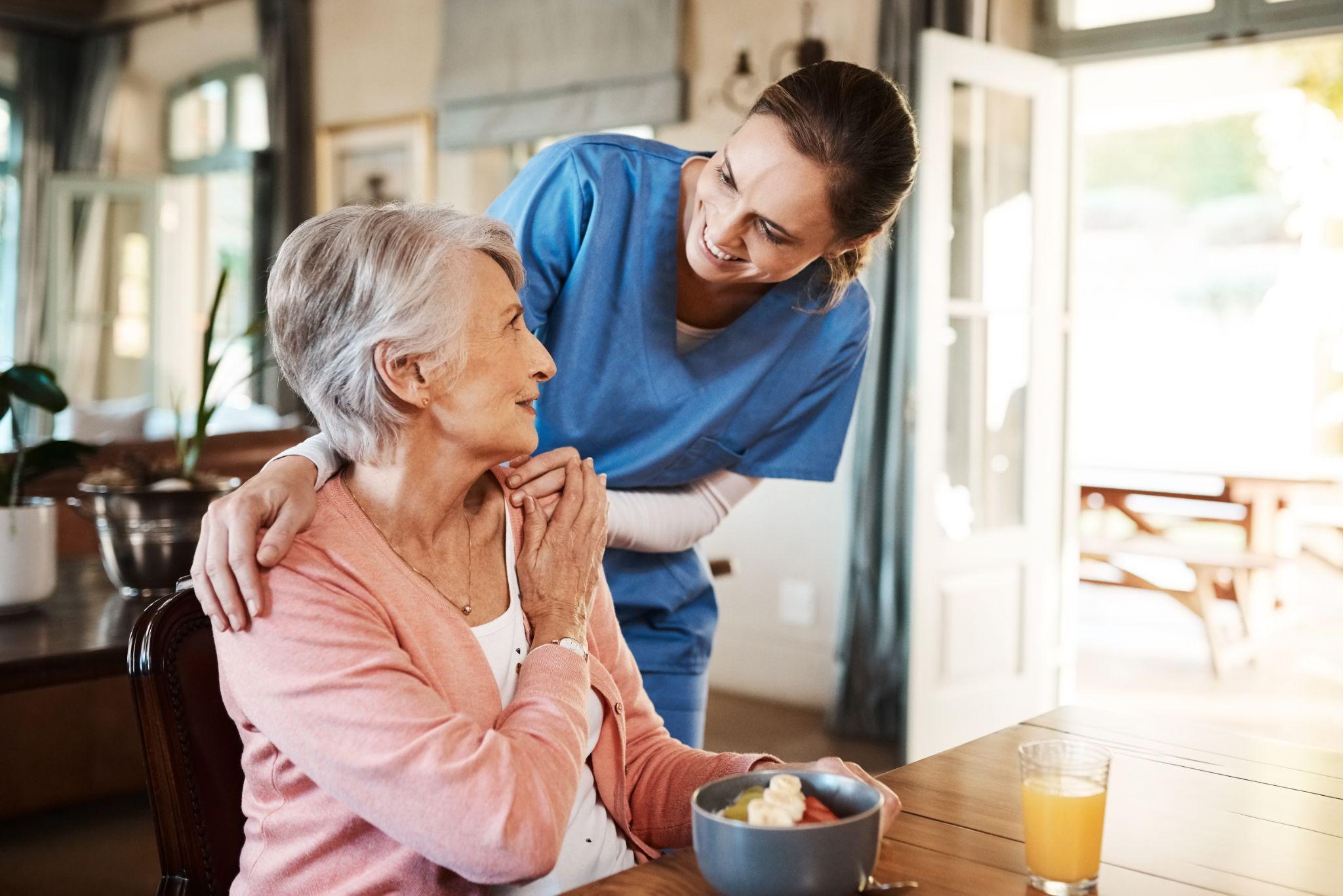 senior caregiver providing in-home senior care